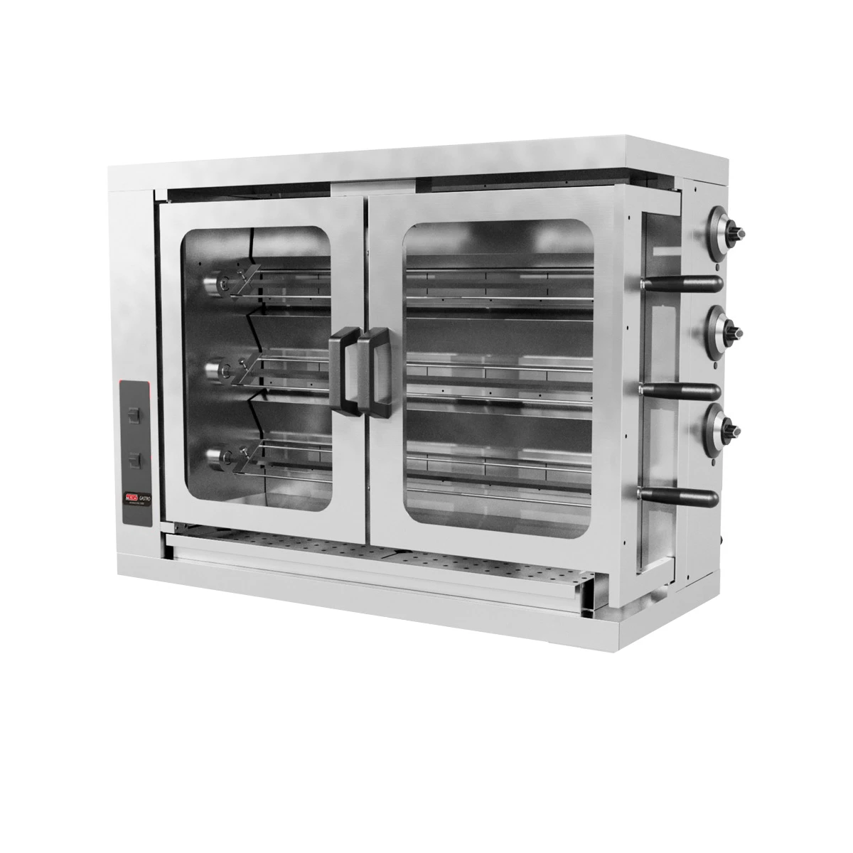 elektro-haehnchengrill-mit-3-spiessen-fuer-15-haehnchen-1098x480x820-mm Elektro Hähnchengrill mit 3 Spießen für 15 Hähnchen / 1098x480x820 mm – Bild 1