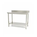 Gastro Edelstahltisch - 140 x 60 cm - Einstellbare Höhe - mit Backsplash und Lagerregal