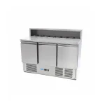 Gastro Pizzakühltisch - 137 cm - 3 Türen - Passt 8 x 1/6 GN - inkl. Edelstahlabdeckung