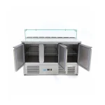 Gastro Pizzakühltisch - 137 cm - 3 Türen - Passt 8 x 1/6 GN - inkl. Glasabdeckung – Bild 4