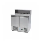 Gastro Pizzakühltisch - 90 cm - 2 Türen - Passt 5 x 1/6 GN - inkl. Edelstahlabdeckung